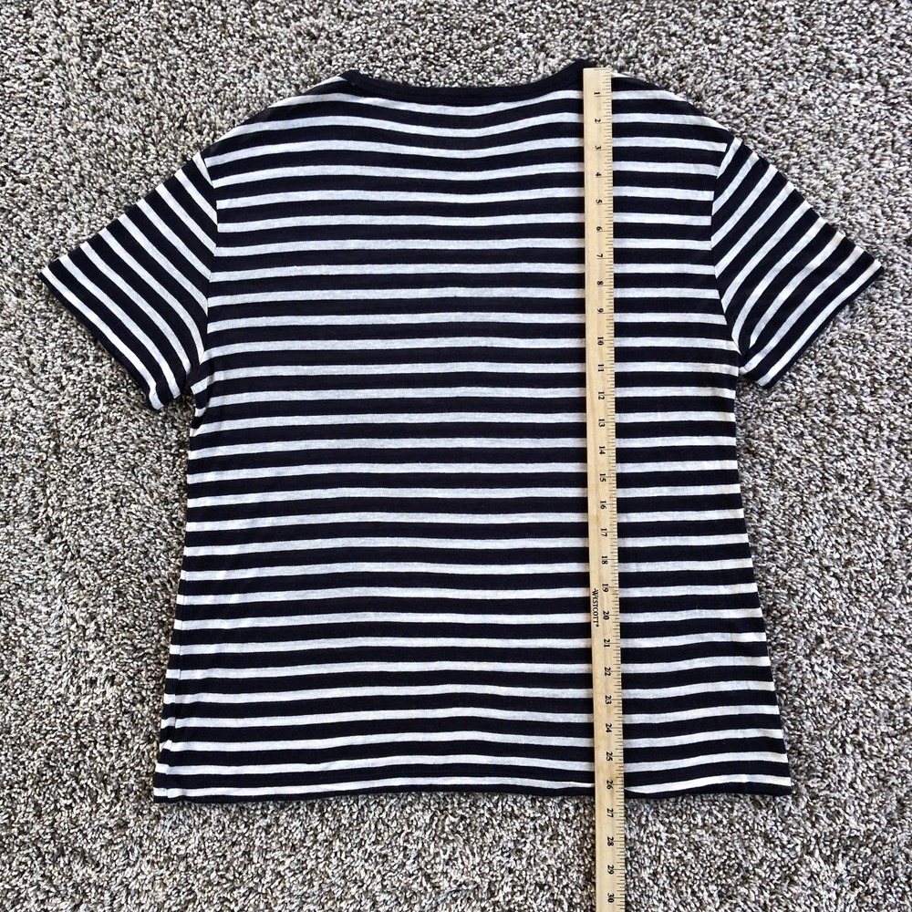 T Alexander Wang Striped Tee Shirt Womens M White Navy Linen Blend Short Sleeve View 5